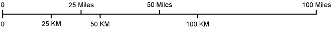 Kansas map scale of miles